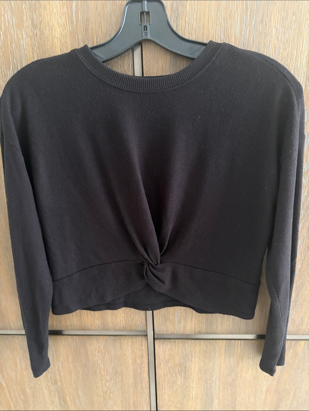 Z Supply Black Twist-Front Long Sleeve Kids Top